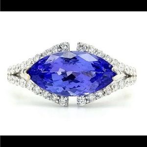 18k Solid Gold 2.42 Carat Tanzanite & .39 Carat Diamond Ring-Appraisal inc.
